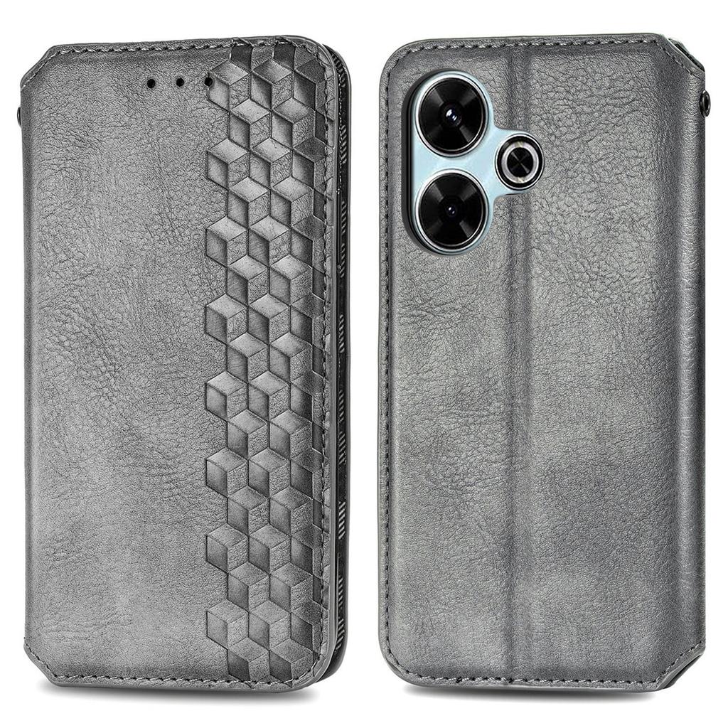 For Xiaomi Redmi 13 5G/13 4G PU Leather Case Rhombus Imprint Wallet Stand Phone Cover