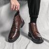 Fashion Boots Men Autumn Winter Shoes High-top Mid-tube Trend Thick-soled 2024 fashion men brogue ankle boots business dress shoes men