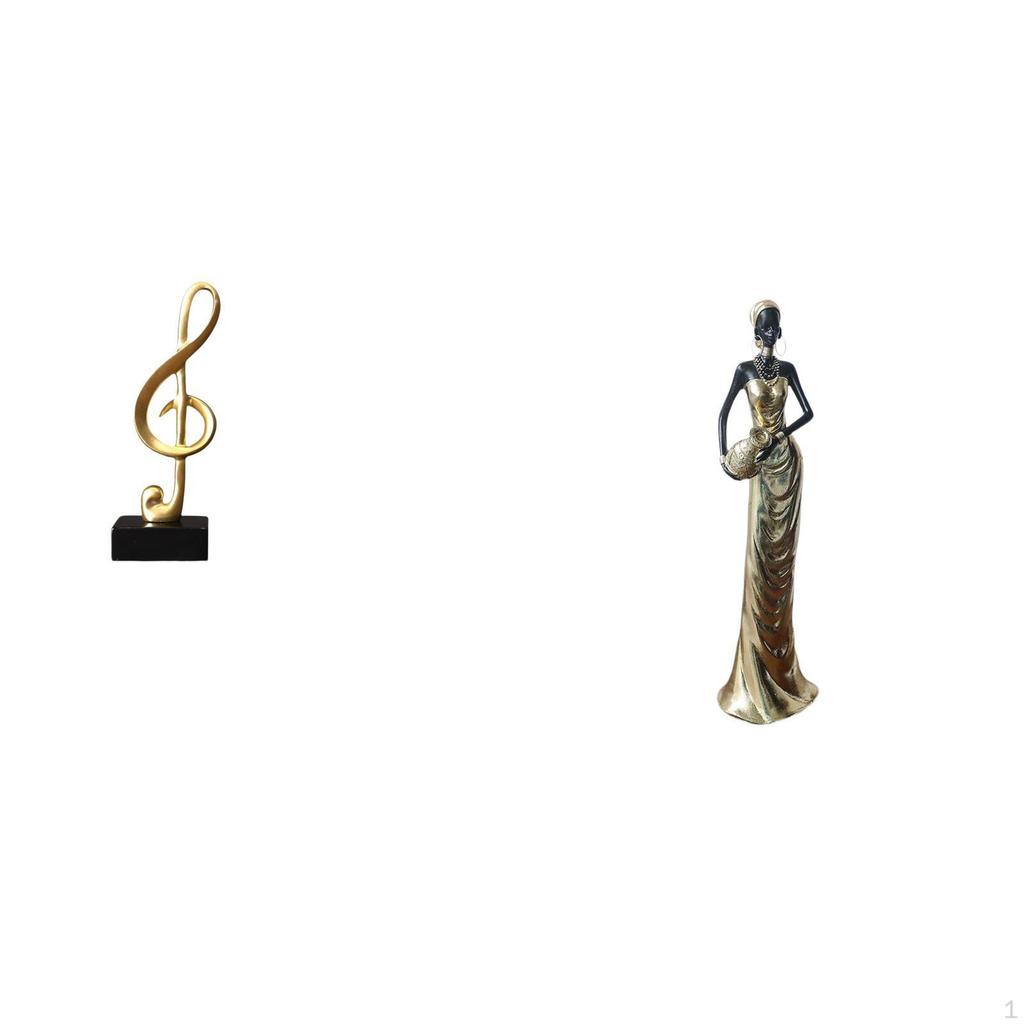Creative Resin Music Note And Tribal Lady Sculpture Figurine Vintage Art Crafts Tabletop Centerpiece