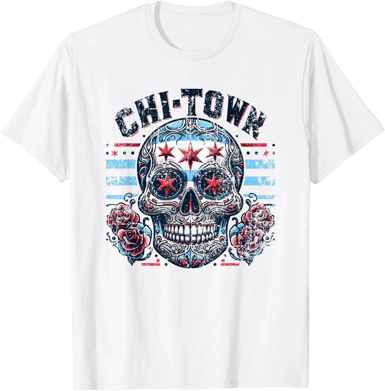 Vintage Retro Goth Chi-Town Chitown, Chicago Flag T-Shirt S