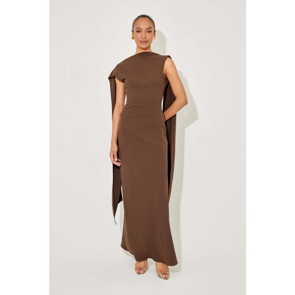 Women's One Shoulder Short Sleeve Maxi Dress Slim Fit High Waist Elegant Solid Color Evening Midi Dress