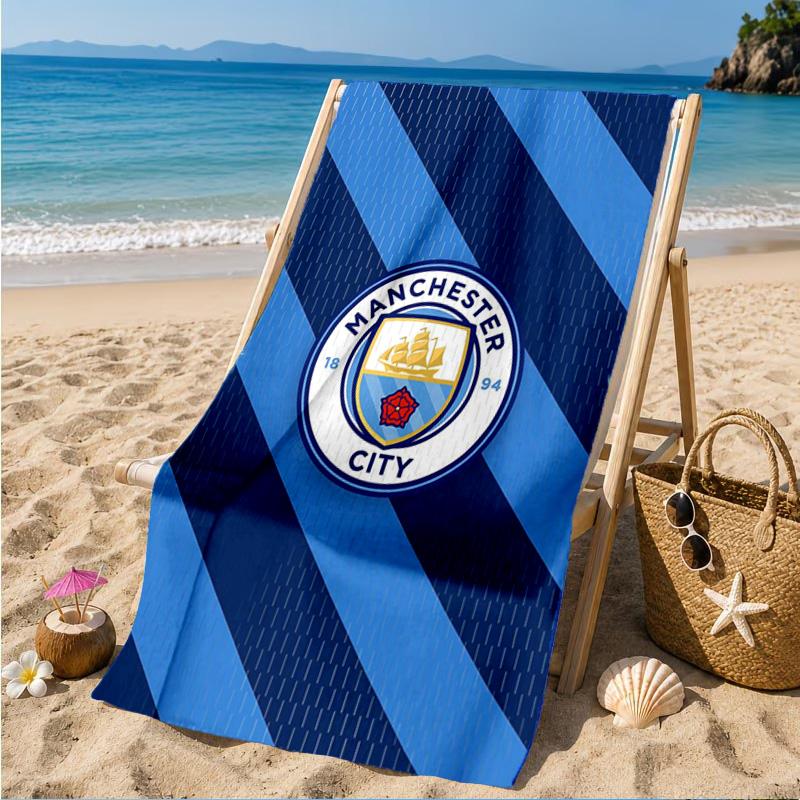City Football Club Printed Microfiber Beach Towel, Soft And Absorbent, Quick-Dry, Ideal for Summer Travel, Beach Essential, Swimming Pool