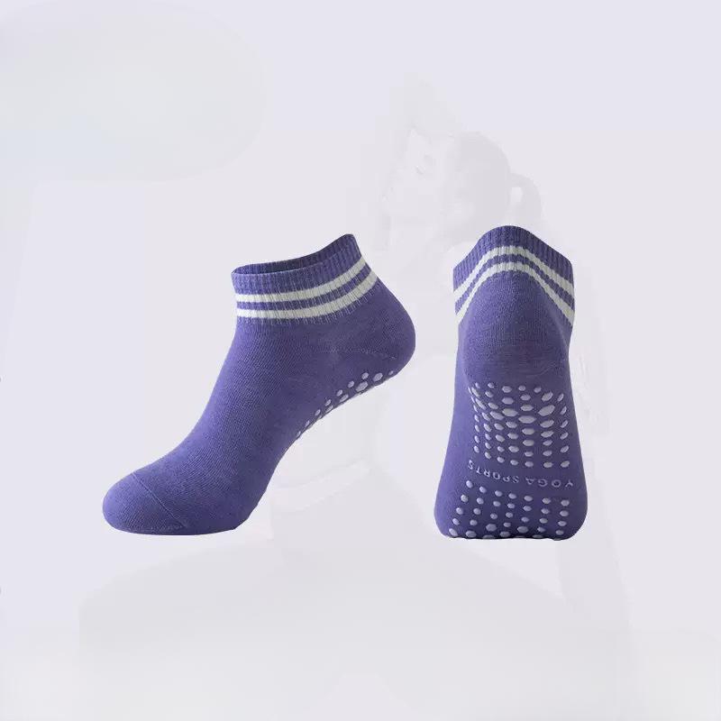 

Ankle Length Sports Socks with Non-Slip Grip and Striped Cuff for Yoga and Fitness 1 pair фіолетовий