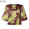 ZANZEA Women Casual Round Neck Summer Half Sleeve Print Blouse