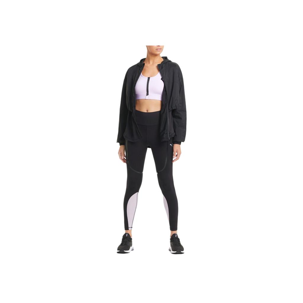 Puma Logo Solid Color Hooded Jacket Women jackets Black 520271-01