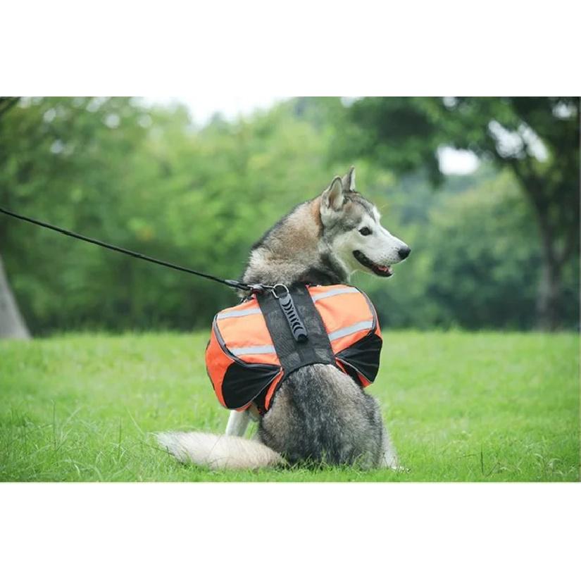 Pet Outdoor Backpack Large Dog Reflective Adjustable Saddle Bag Harness Carrier for Traveling Hiking Camping Safety