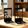 Non-slip Bookend 1 Pair Metal Cat Book Ends, Cute Bookends for Shelves, Decorative Heavy Duty Support Stopper Home Office Desk Bookshelf Decor