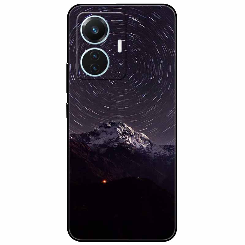 For Vivo T1 4G Case V2153 Covers TPU Black Silicone Starry Moon Cover for Vivo T1 44W Case Shockproof Soft X100 Pro Shells