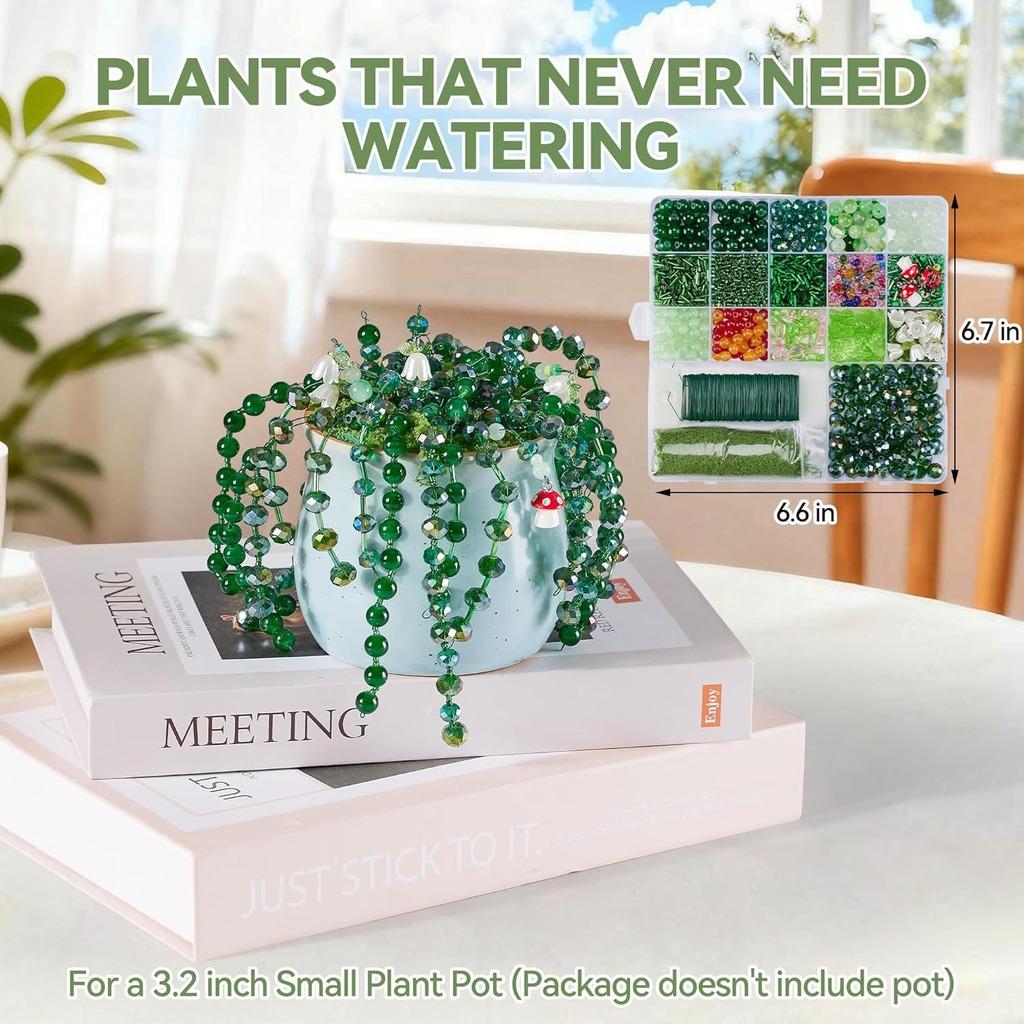 Forever Plant Beading Kit Translucent Permanent Faux Decor Kit Diy Beading Material Kit No-Wilt For Balcony Home Decor Hanging