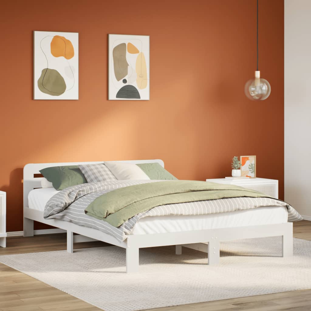 Solid Wood Bed without Mattress White 150x200 cm Pine Wood