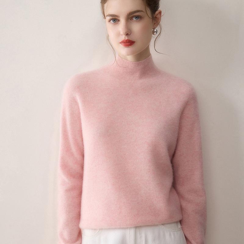 Women's 100% Pure Cashmere Sweater - Solid Color, Versatile & Warm Knit Base Layer.