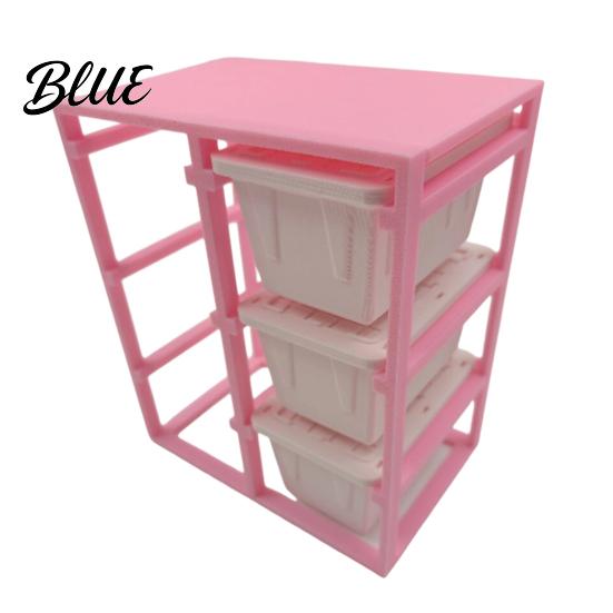 Small Box Organizer Miniature Rack with 6 Storage Boxes Tiny Dollhouse Furniture Shelf Multi-Layer Storage Scene Decor Accessory Supplies
