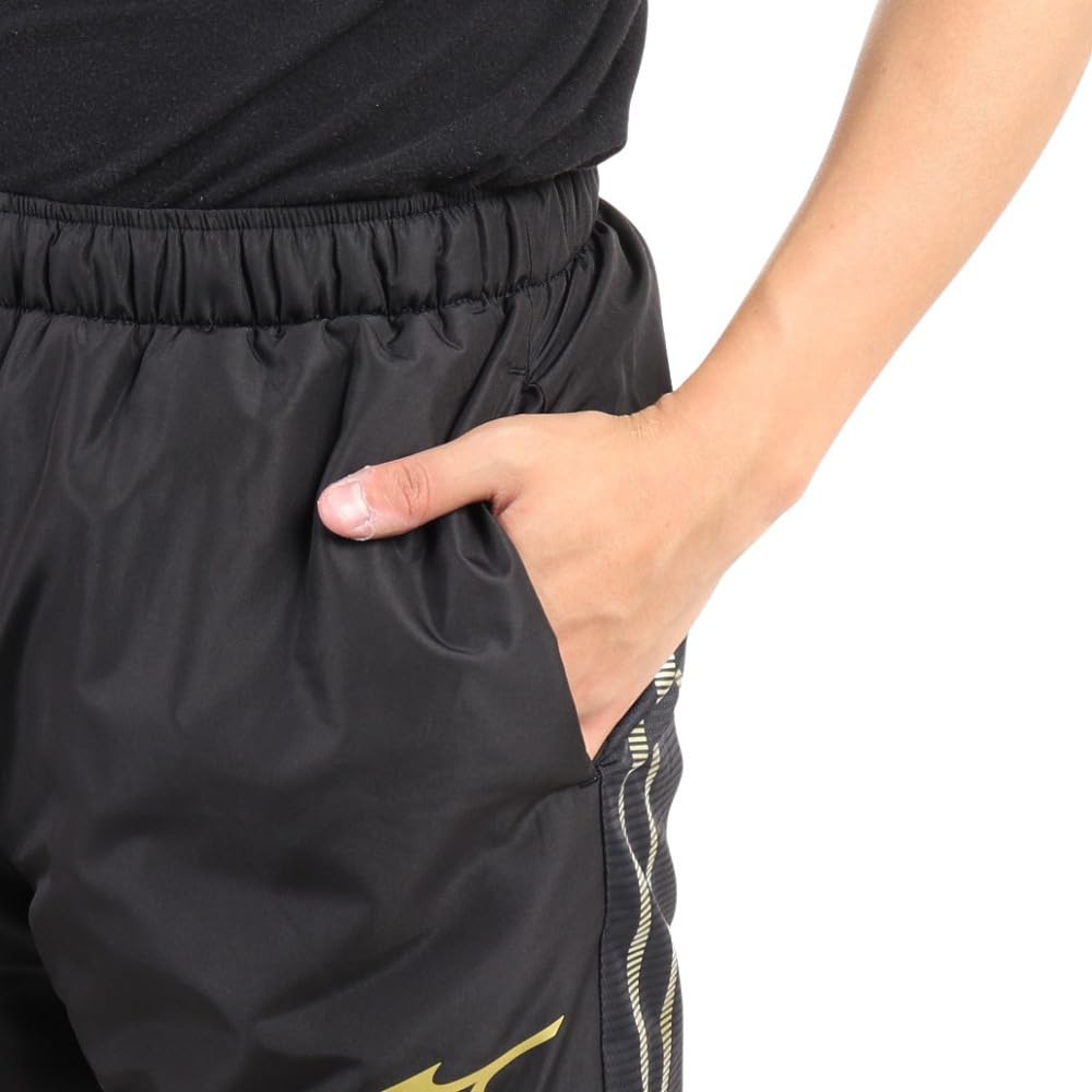 Mizuno Breath Thermo Gefütterte Warme Hose Größe XL Schwarz/Gold Wasserabweisend 32MFA630
