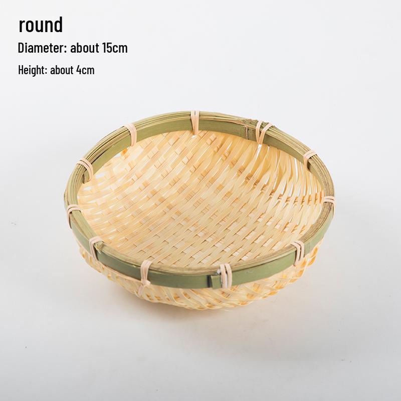 Handmade Bamboo Weaving Sieve Basket Storage and Snack Plate Set