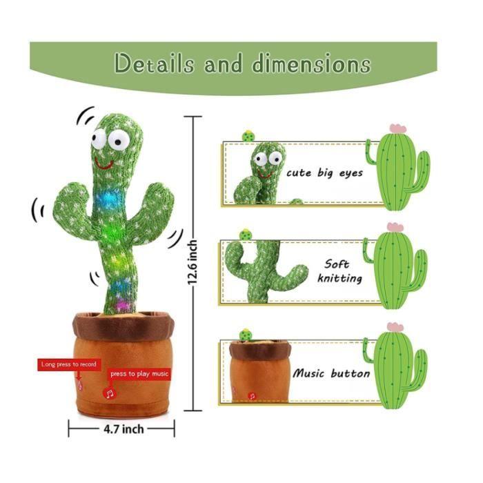 Pluszowy Kaktus - Tańczący Kaktus - 120 Piosenek - Tańczy i Śpiewa - Akcesorium dla Dzieci - Zielony
