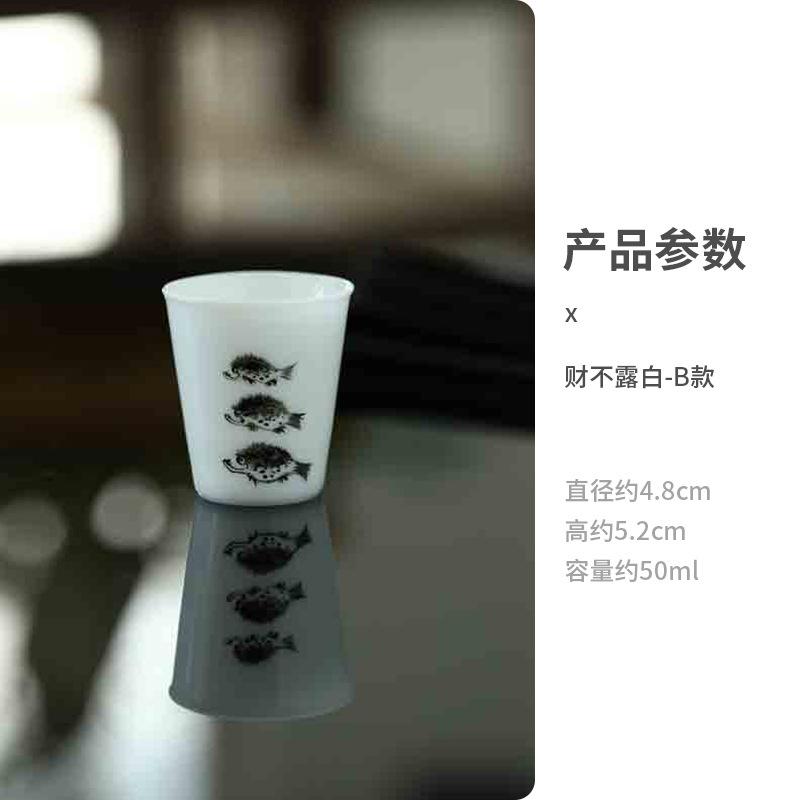 50ml Hand-painted Fish Play Teacup Dehua White Ice Seed Jade Porcelain Smell Cup Master Cup Meditation Cup Mugs Kung Fu Teaset