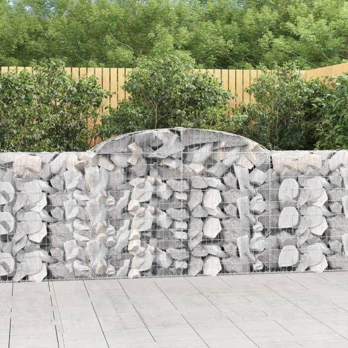 VidaXL Paniers à gabions arqués 12 pcs 300x30x100/120 cm fer galvanisé, gabion, cage de gabion, panier de mur de gabion, mur 3146531