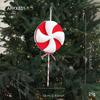 Red & White Plush Candy Christmas Balls Ornaments for Tree Decoration