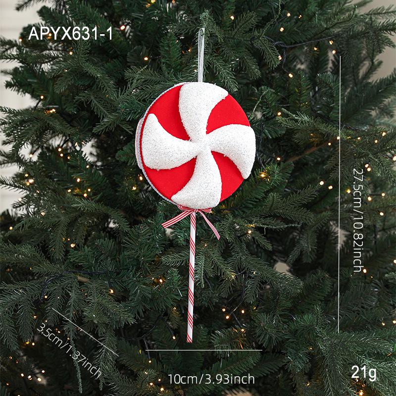 Red & White Plush Candy Christmas Balls Ornaments for Tree Decoration