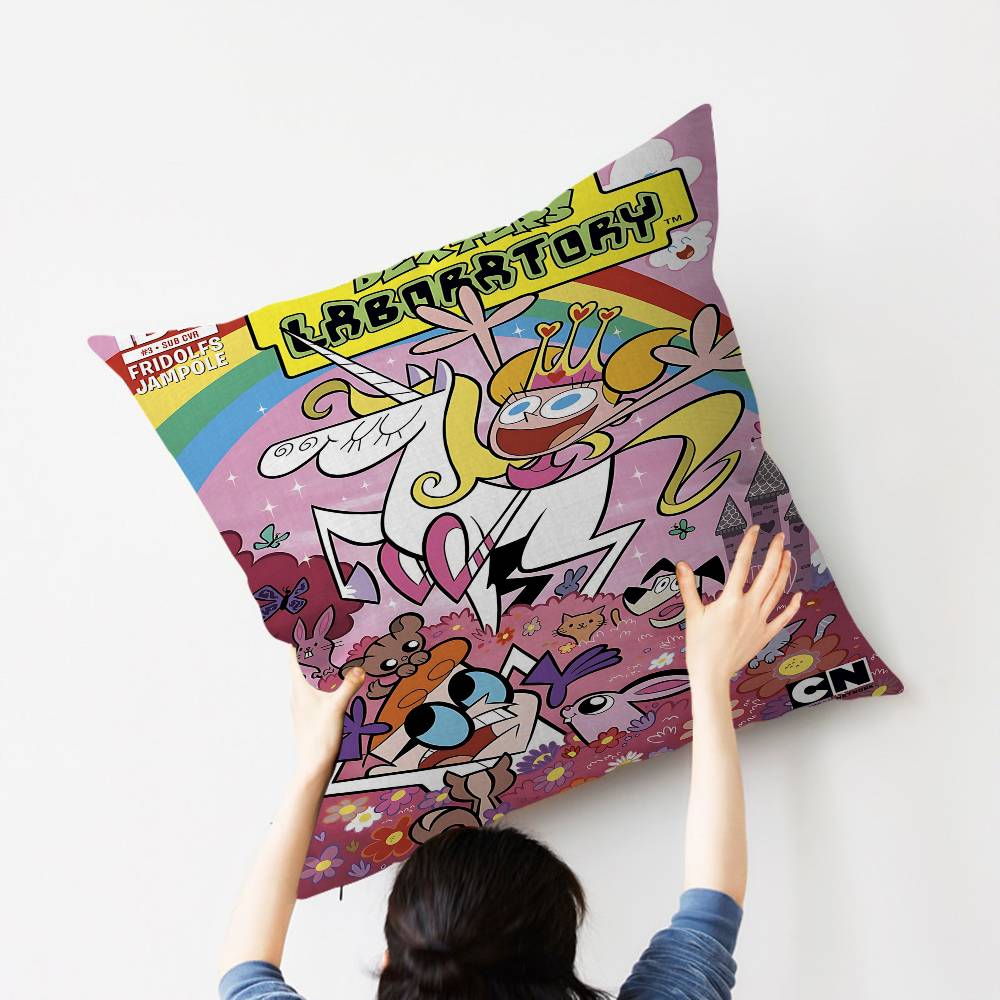 Kreslený D-Dexterova laboratoř Personalizovaný obrázek text domácí dekorativní polštáře Domácí dárky 45x45cm