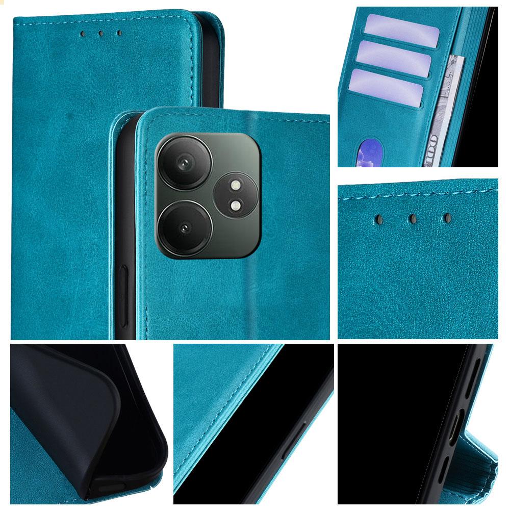 Klasický nárazuvzdorný peněženkový ochranný kryt pro pro Realme GT 6 6T 5G Magnetické vyklápěcí kožené pouzdro knížkového typu s držákem na karty Funda