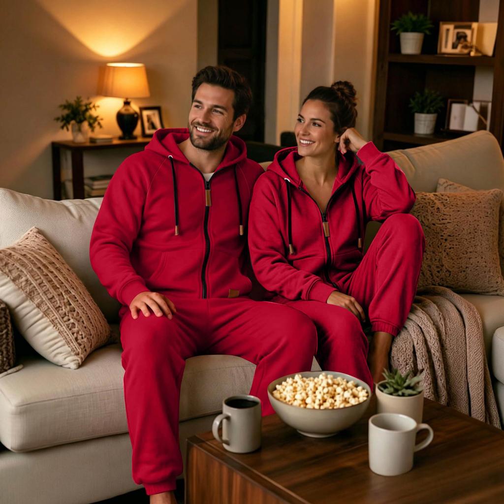 Adult- Casual Jumpsuit: Long-Sleeve Hooded Jumpsuit