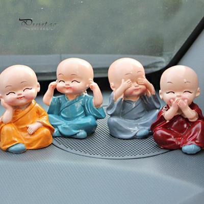 4Pcs Car Cute Cartoon Miniature Monks Micro Landscape