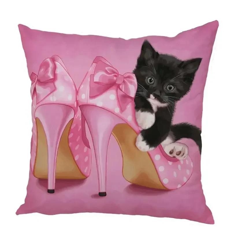 Color Cute Dog Square Pillow Cushion Cover Car Sofa Office Chair Peach Skin   Home Decoration Ornament