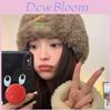 Plush Hat Girls Winter Korea Style Warm Knitted Cap With Letter Embroidery Design For Casual Wear
