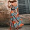 Women's Summer Straight Neck Ruffled Waist Dress