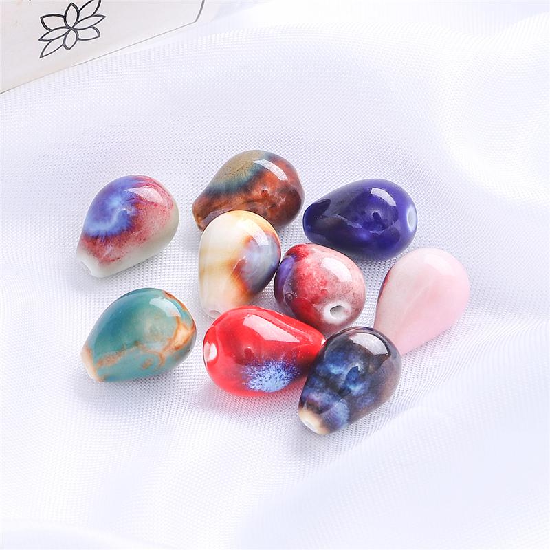 

5 шт. 15*11 мм маленькие капли воды цветочные глазурованные фарфоровые бусины для изготовления ювелирных изделий своими руками