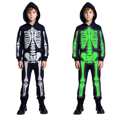 COSSA Halloween Cosplay Kids Glow-in-the-Dark Skeleton Boys Costume Children Jumpsuit Unisex Event Performance Outfit