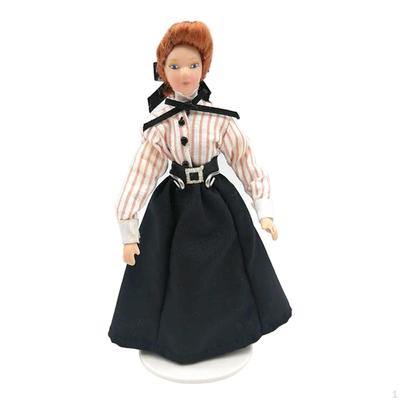 1/12 Moveable Women Figure Tiny People Doll Bedroom Decoration for Dollhouse, Kids Pretend