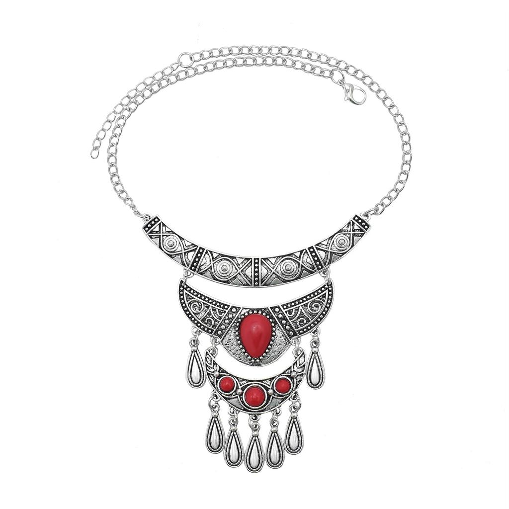 Exaggerated Retro Metal Necklace Fringed Necklace Jewelry Foreign Trade Jewelry Alloy Collarbone Chain