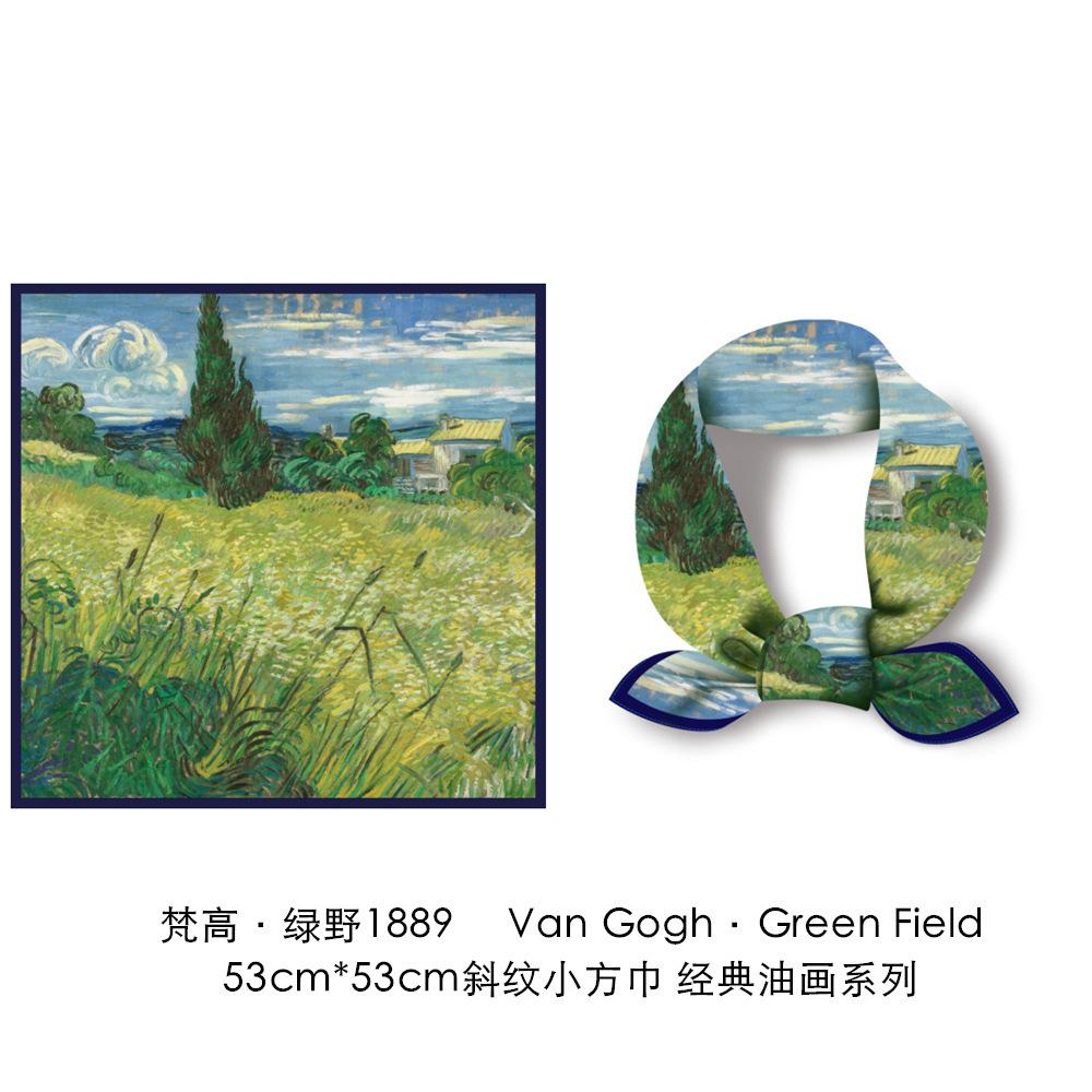 Silk scarf Van Gogh classic oil painting blooming apricot lady new 11cm decorative painting small square scarf scarf