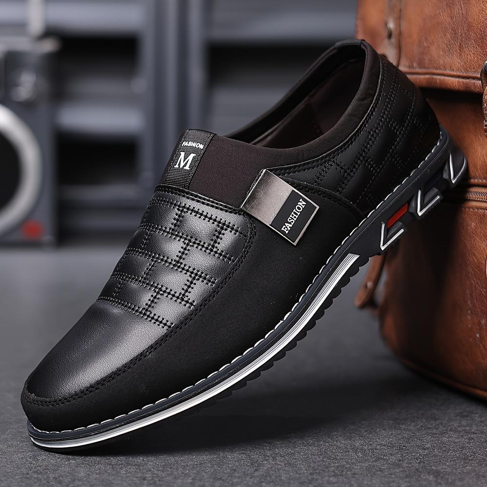 Plus Size Men's Vintage Color Block Slip on Loafers Comfortable Anti-Slip Rubber Sole Durable Walking Shoes