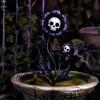 Scary Garden Ornaments Halloween Stake, Waterproof Spooky Skull Flower Lawn Art, 2D Creepy Decorative Haunted House Supplies Metal Plant Stake
