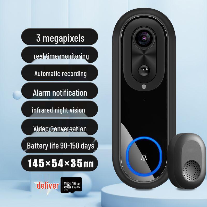 Smart WiFi Video Doorbell with Remote Intercom and Wireless Cat Eye Surveillance