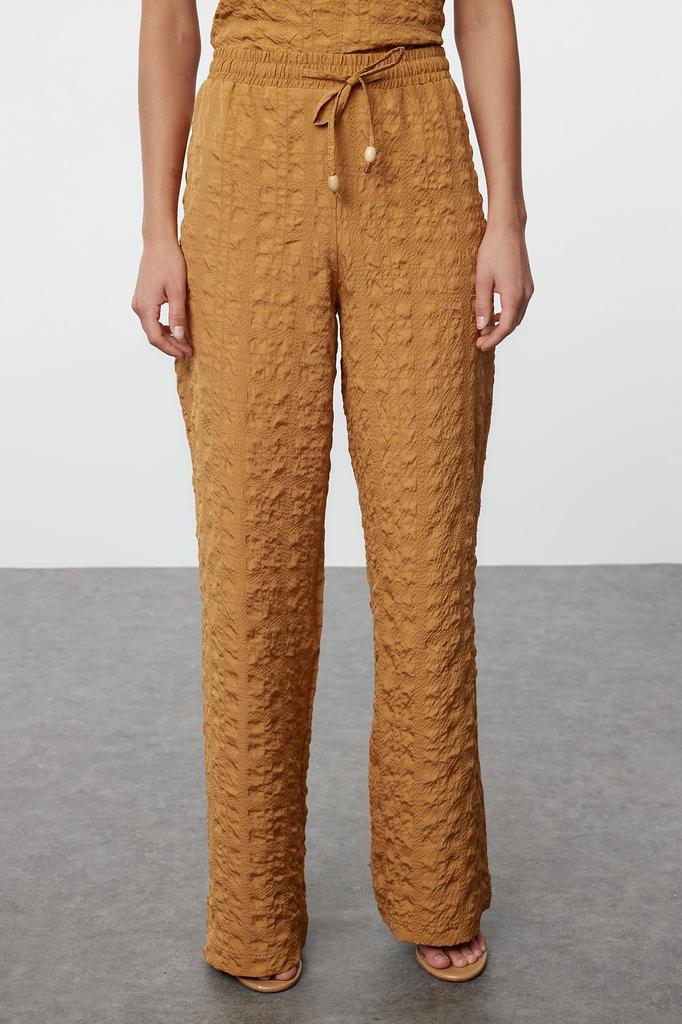 Women's Fashion Mint Woven Wrap Blouse Trousers Top-Bottom Set