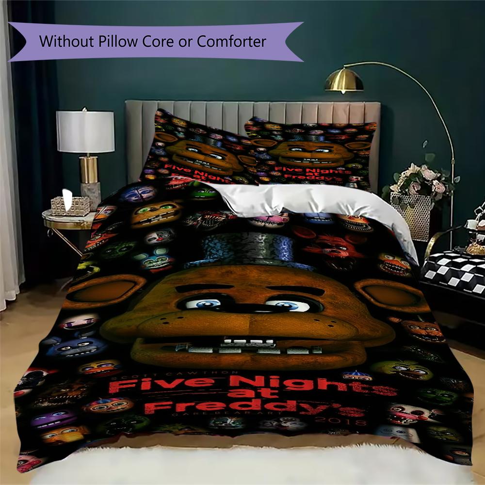 Five Creepy Nights Freddy'S Bedding Without Core 1 Duvet Cover 2 Pillowcase Without Core Soft And Comfortable Christmas Birthday Gift