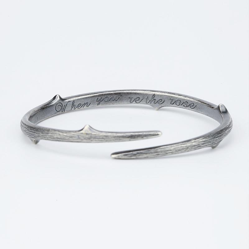Korean S925 Silver Retro Vine Bracelet with Star Cross Pattern