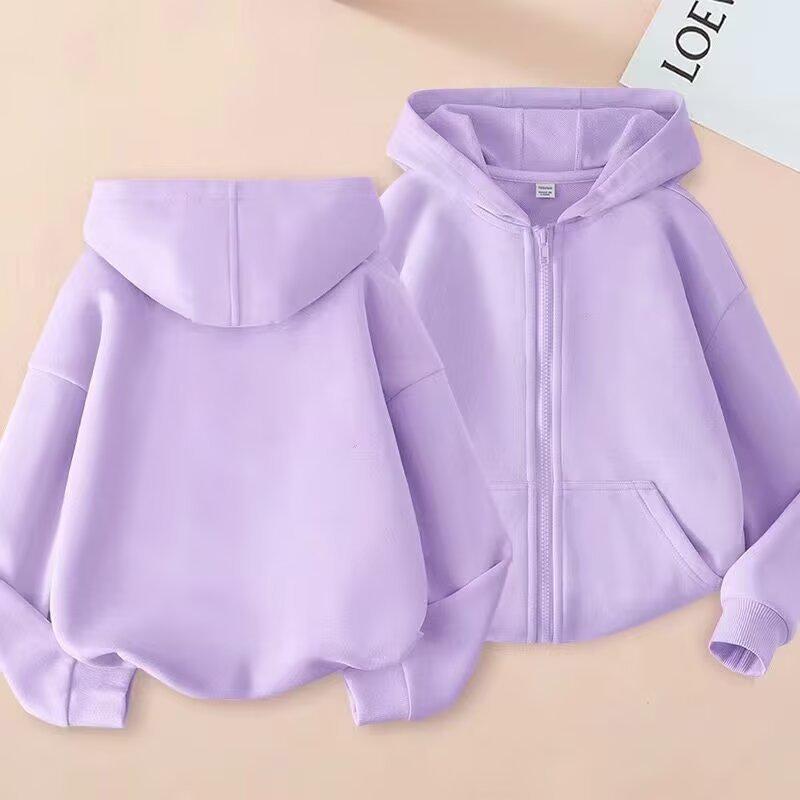 Children's Hooded Jackets: Boys & Girls Autumn/Winter Velvet-Lined Zipper Sweatshirts