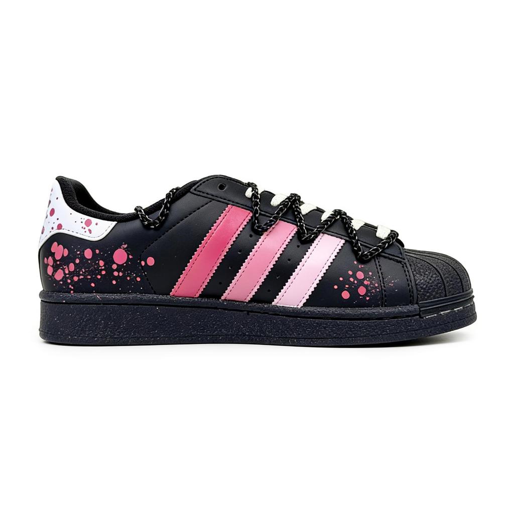 adidas Originals Superstar 2 Nyx Leather Slip Resistant Abrasion Resistant Low Top Skateboard Shoes Unisex Black JI0079(team516-)