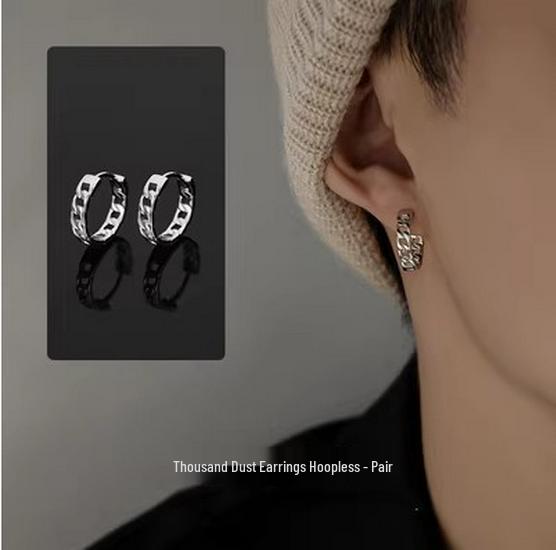 Silver Plated Men's Trendy Stud Earrings - Bad Boy Style Hoops Jewelry