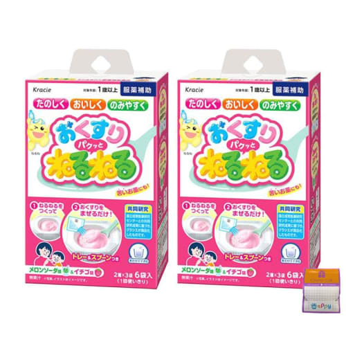 [Set of 2] Kracie Medicine Pakku Neru Neru Melon Soda Flavor and Strawberry Flavor (2 flavors x 3 packets) x 2 boxes (12 packets total) Medication Aid