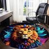 1pc Lion Feathers Office Round Area Rug,  Mat Suitable ForOffice, Under Office Chairs Bedroom Living Room Home Decor, Room Deco