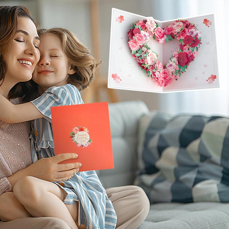 Mother Flower Greeting Card Mom 3D Floral Wreath Paper Card Exquisite Innovative Festival Accessories For Showing Your