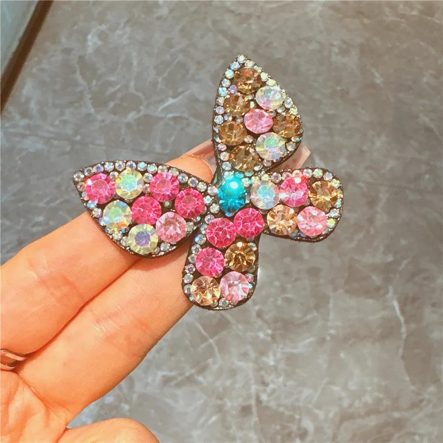 2025 Fashion Rhinestone Hair Clips Korean Shiny Butterfly Hairclips Women Snap Hairpin Hairgrip New Item Headwear Accessories