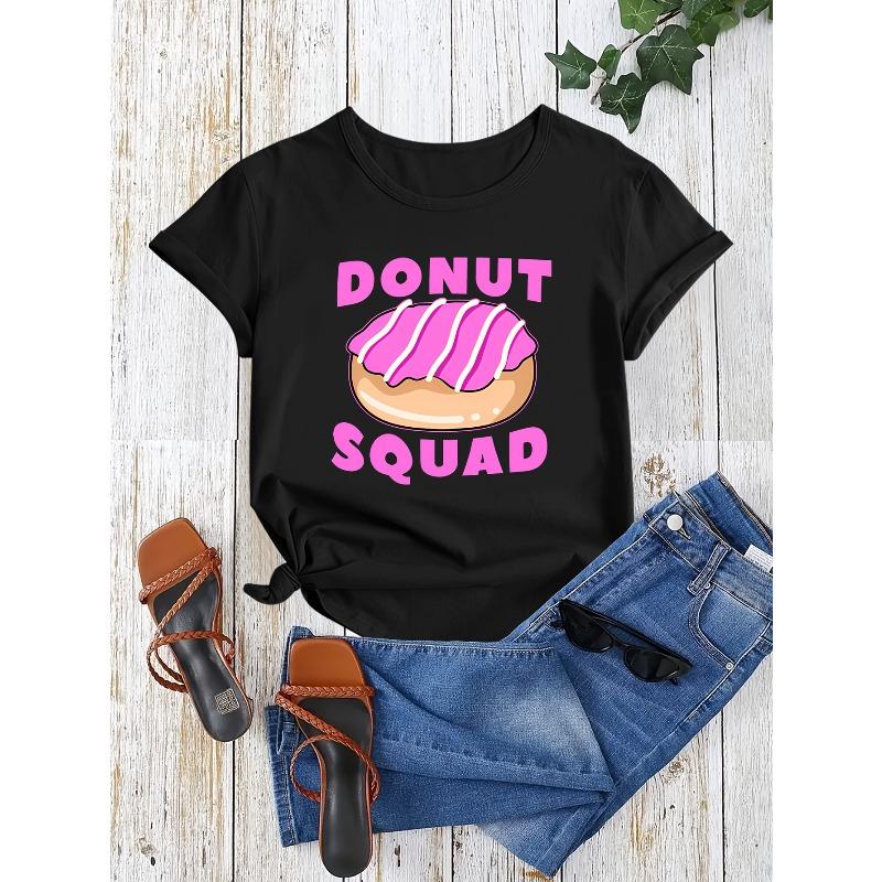 Pink Donut Squad Printed Casual Loose Summer WOMEN'S T-Shirt