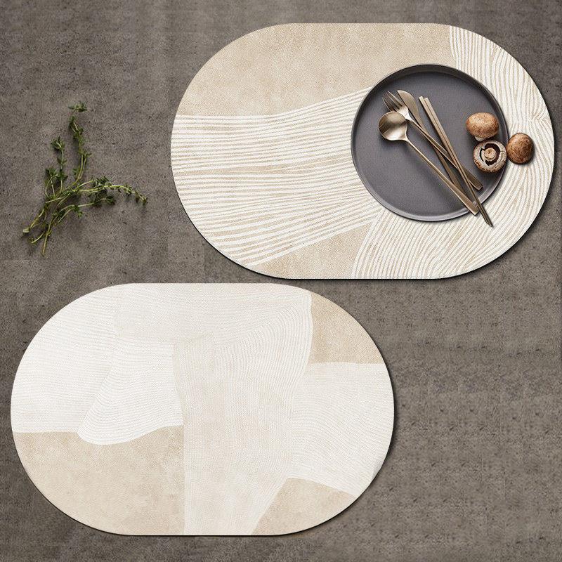 Faux Leather Placemats Oval Shape Cup Tableware Placemat Dining Table Coaster Non-slip Cup Pad Home Decor Dishes Mats